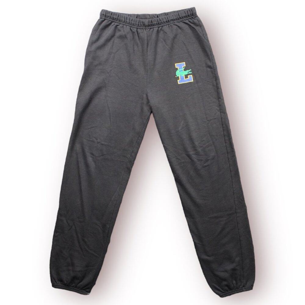 Vintage Lacoste 1980's Black Blue L Logo Sweatpants